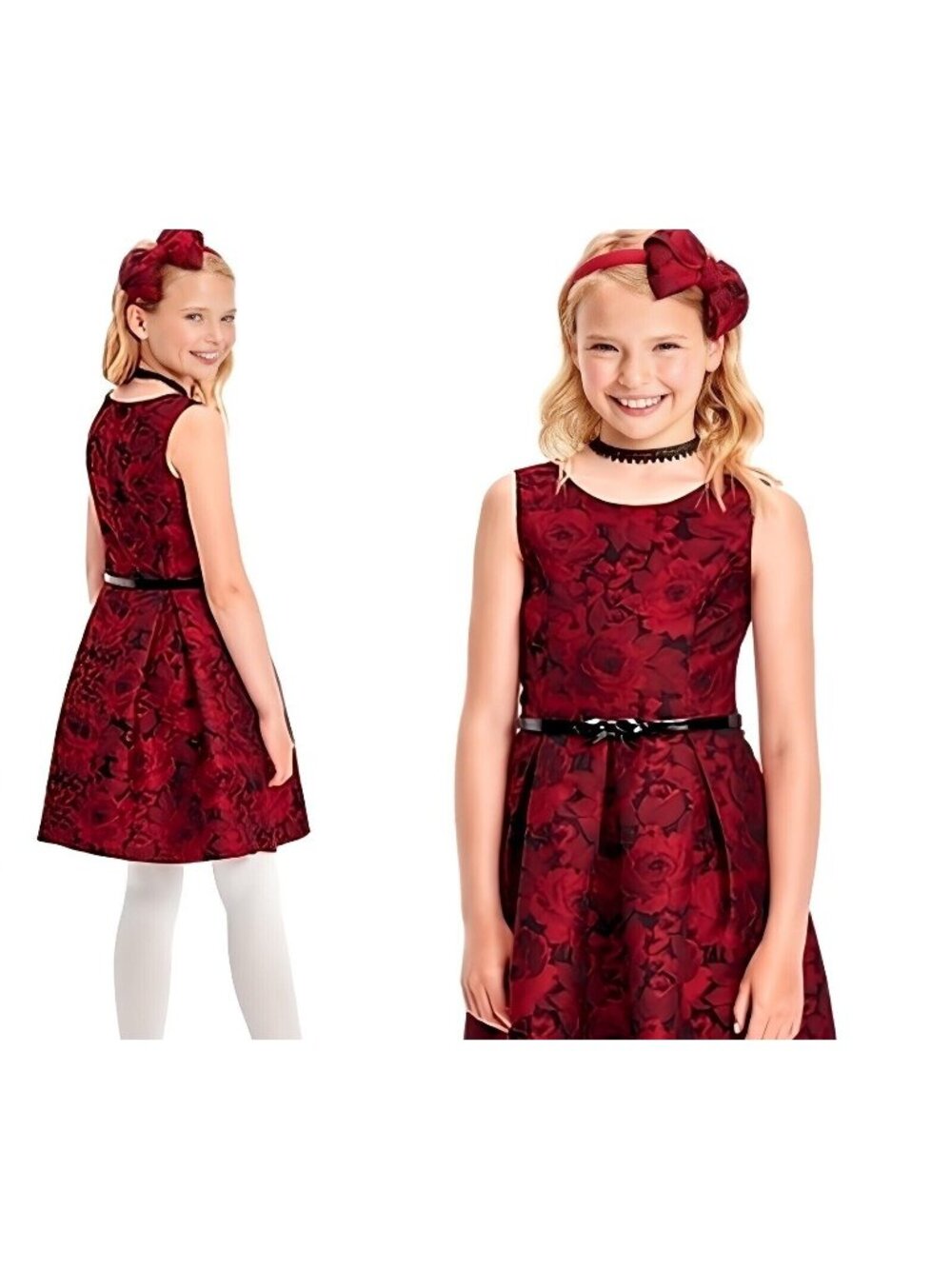 Girls Rose Foral Special Occasion Woven Holiday Dress Party Wedding Formal 12